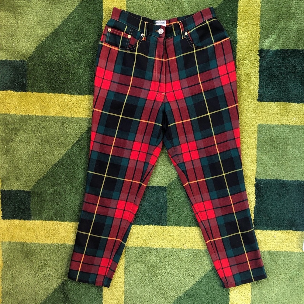 Vintage Moschino wool tartan trousers